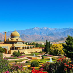 A beautifully detailed and vibrant landscape of Iran, showcasing its rich cultural heritage