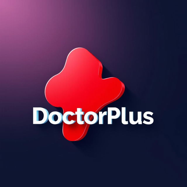 A high-resolution 3D logo design for a health tech solution company named 'DoctorPlus BD'