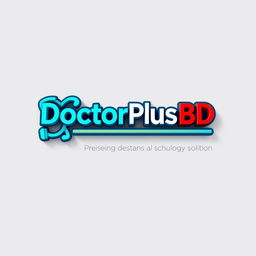 A high-resolution 3D logo design for a health tech solution company named 'DoctorPlus BD'