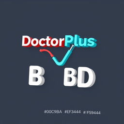 A high-resolution 3D logo design for a health tech solution company named 'DoctorPlus BD'