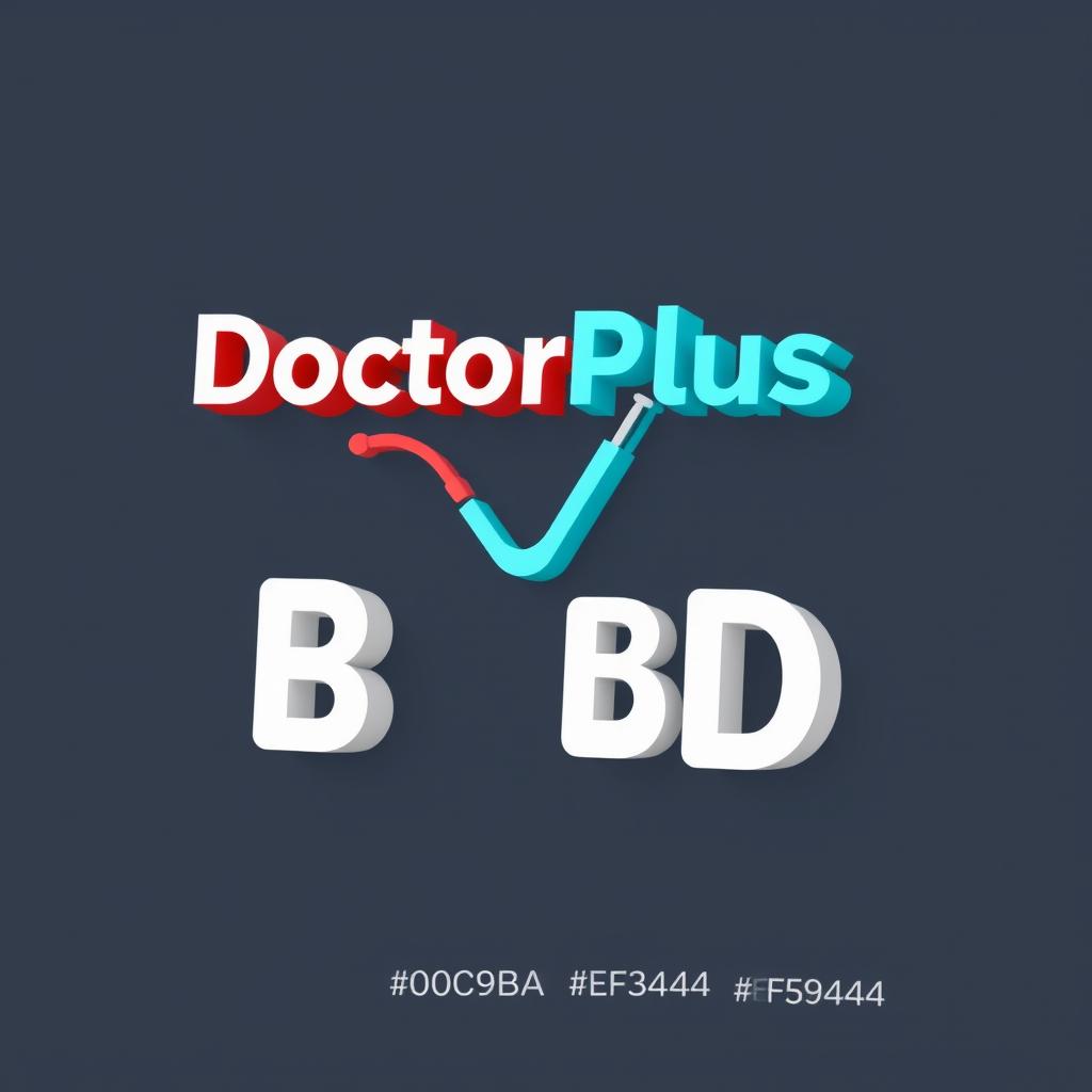 A high-resolution 3D logo design for a health tech solution company named 'DoctorPlus BD'