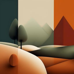 Create a minimalist image of an abstract landscape incorporating clean lines, subtle shapes, and a limited color palette.