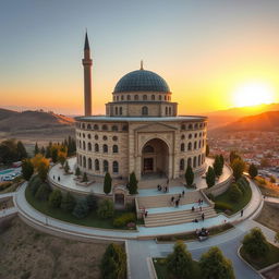 An Iranian architectural masterpiece from the Safavid era, featuring a circular cylindrical religious building on top of a hill