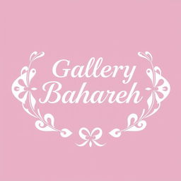 A logo design featuring a stylish blend of light pink, white, and purple colors for a sewing and kitchen service named 'Gallery Bahareh'