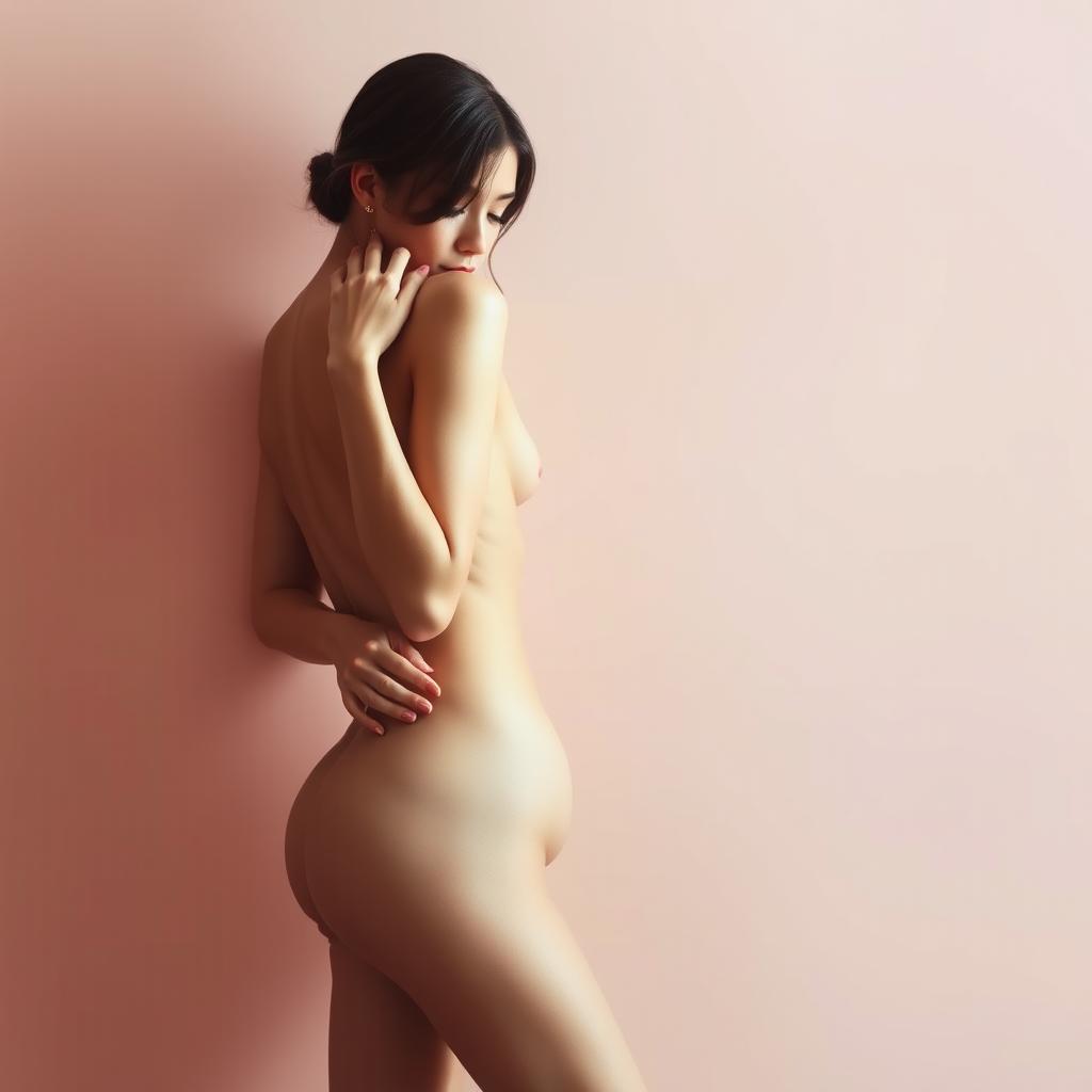 A sensual and artistically composed nude figure, captured in a soft natural light