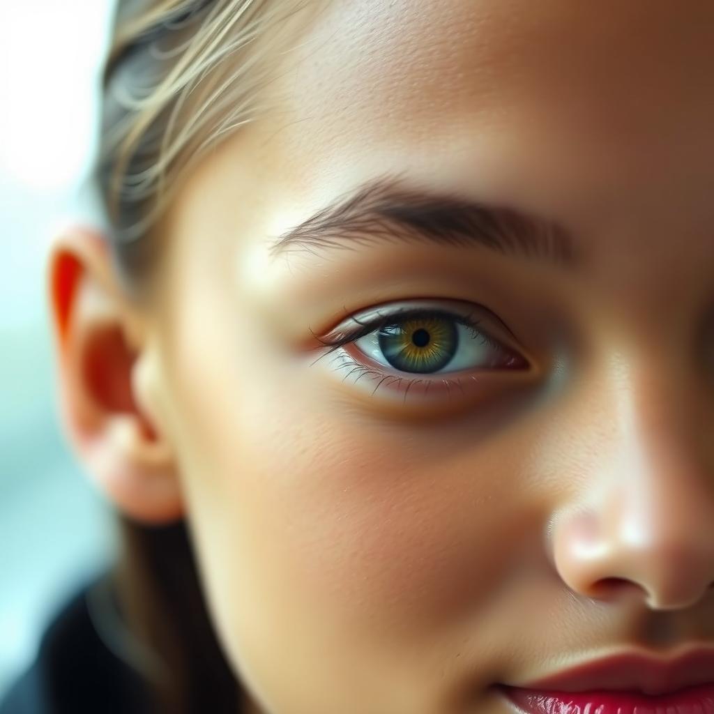 A portrait of a person with clear and balanced skin tones, focusing on enhancing the overall complexion