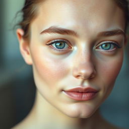 A portrait of a person with clear and balanced skin tones, focusing on enhancing the overall complexion
