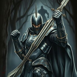 A highly detailed tattoo realism artwork featuring a fierce knight in full armor, showcasing intricate designs and textures