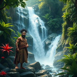 In the heart of the forest, beside a powerful and beautiful waterfall, lived the first man of Cambuga, King Bakunawa