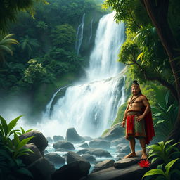 In the heart of the forest, beside a powerful and beautiful waterfall, lived the first man of Cambuga, King Bakunawa