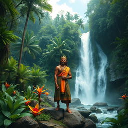 In the heart of the forest, beside a powerful and beautiful waterfall, lived the first man of Cambuga, King Bakunawa