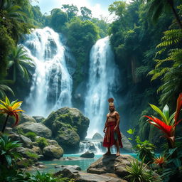 In the heart of the forest, beside a powerful and beautiful waterfall, lived the first man of Cambuga, King Bakunawa