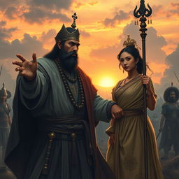 A powerful and emotional scene showcasing King Bakunawa standing before the foreign invaders in a moment of tense negotiation for peace