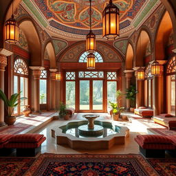 An exquisite Iranian spa interior, showcasing traditional Persian architecture