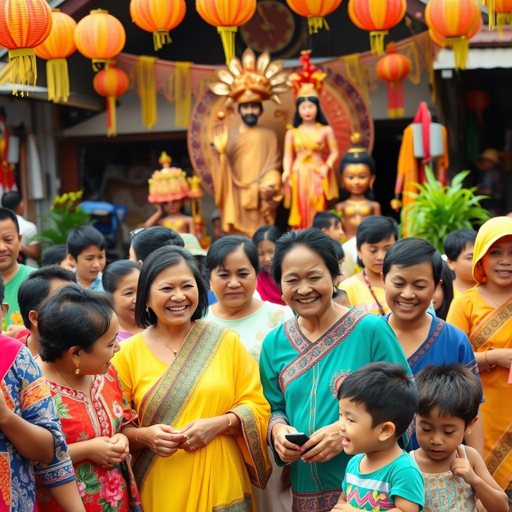 A vibrant and joyful scene in the town of Cambuga showcasing its prosperous residents who are now wealthier and happier