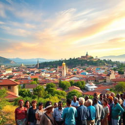 An inspiring panoramic view of Cambuga, illustrating it as a successful town that has triumphed over challenges