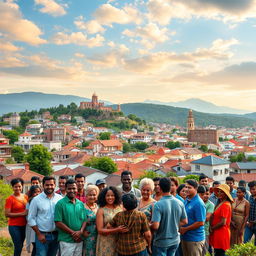 An inspiring panoramic view of Cambuga, illustrating it as a successful town that has triumphed over challenges