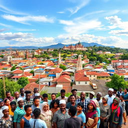 An inspiring panoramic view of Cambuga, illustrating it as a successful town that has triumphed over challenges