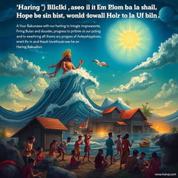 A captivating scene that illustrates the story of Haring Bakunawa and Reyna Bulan as a reminder of the importance of unity, perseverance, and love for the community