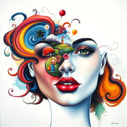 A modern painting of a woman's face, strikingly beautiful but with no head or hair