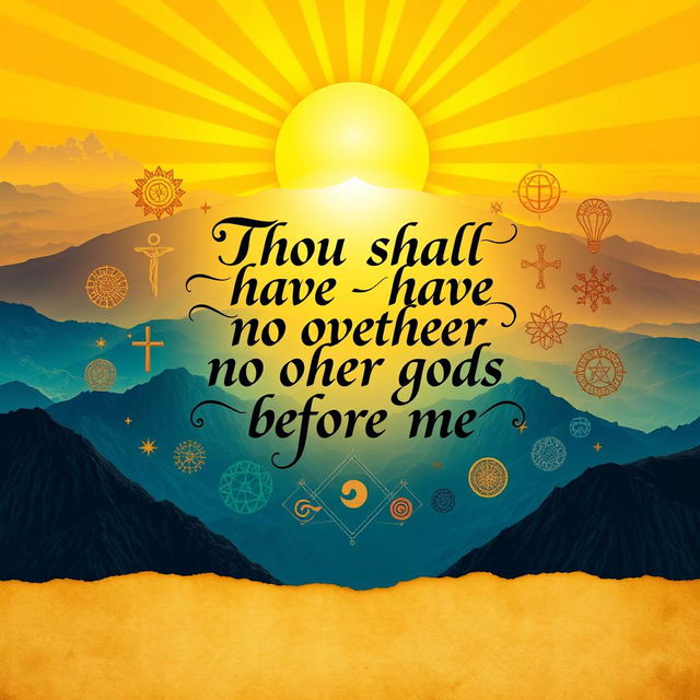 A vibrant and eye-catching poster featuring the commandment "Thou shalt have no other gods before me"