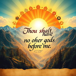 A vibrant and eye-catching poster featuring the commandment "Thou shalt have no other gods before me"