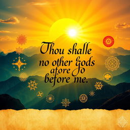 A vibrant and eye-catching poster featuring the commandment "Thou shalt have no other gods before me"