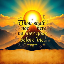 A vibrant and eye-catching poster featuring the commandment "Thou shalt have no other gods before me"