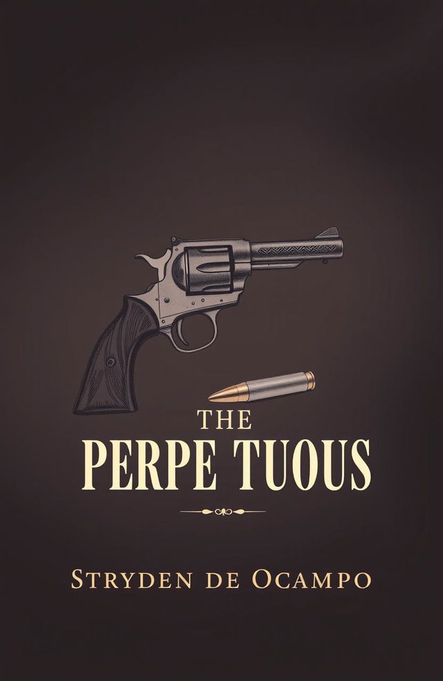A book cover design featuring a detailed sketch of a revolver prominently displayed in the center, with a shiny bullet lying next to it