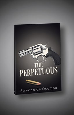 A book cover design featuring a detailed sketch of a revolver prominently displayed in the center, with a shiny bullet lying next to it