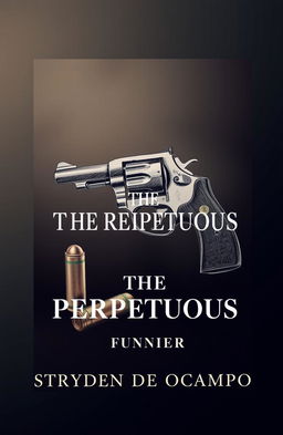 A book cover design featuring a detailed sketch of a revolver prominently displayed in the center, with a shiny bullet lying next to it