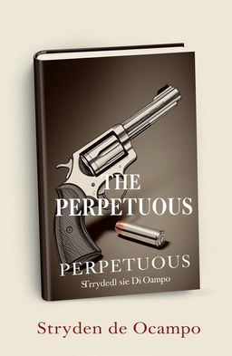 A book cover design featuring a detailed sketch of a revolver prominently displayed in the center, with a shiny bullet lying next to it