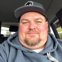 A chubby light-skinned man wearing a stylish cap and a comfortable hoodie