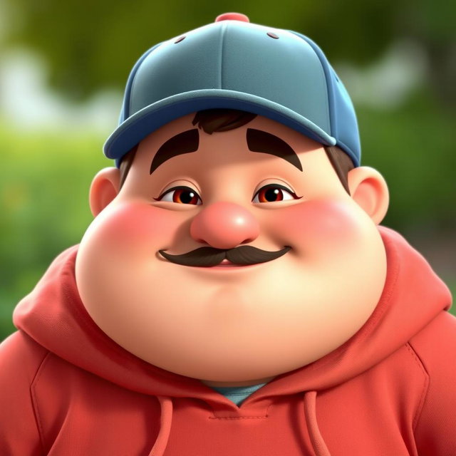 A chubby light-skinned guy wearing a casual cap and a cozy hoodie