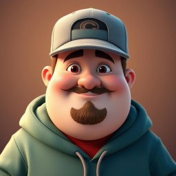 A chubby light-skinned guy wearing a casual cap and a cozy hoodie