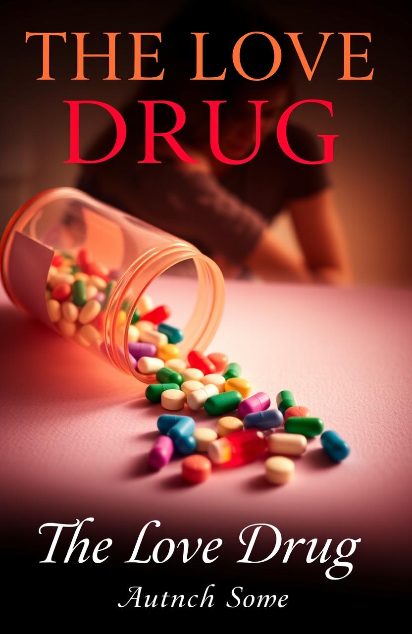 A gripping and poignant book cover for a romance novel titled 'The Love Drug'