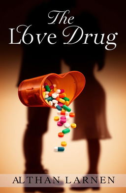 A gripping and poignant book cover for a romance novel titled 'The Love Drug'