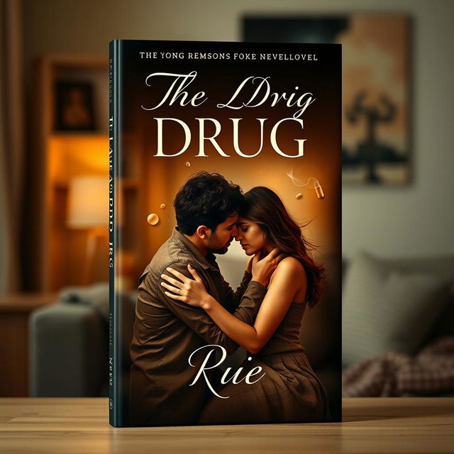 A book cover for a young romance novel titled "The Love Drug" by Rue