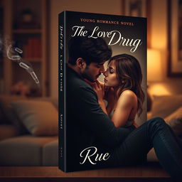 A book cover for a young romance novel titled "The Love Drug" by Rue