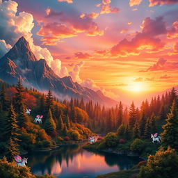 A highly detailed digital artwork depicting an enchanting fantasy landscape