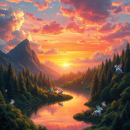 A highly detailed digital artwork depicting an enchanting fantasy landscape