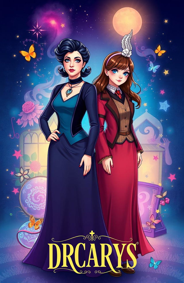 A beautiful and vibrant illustration featuring actress Úrsula Corberó standing confidently next to a stylish depiction of Hermione Granger, with a magical and whimsical background that adds to the enchanting atmosphere