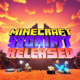 A striking YouTube 16:9 thumbnail for a video titled 'Minecraft Script Released