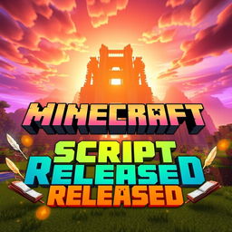 A striking YouTube 16:9 thumbnail for a video titled 'Minecraft Script Released