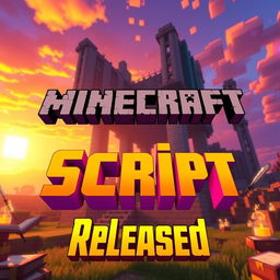 A striking YouTube 16:9 thumbnail for a video titled 'Minecraft Script Released
