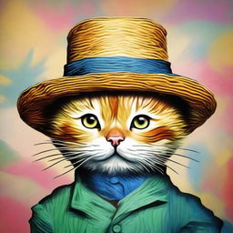 A high-quality digital art representation of Van Gogh's 'Straw Hat' portrait, with a twist