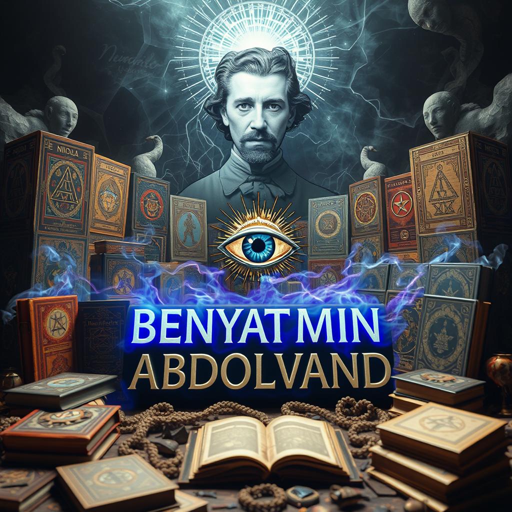 An imaginative scene featuring the name 'BENYAMIN ABDOLVAND' placed in a surreal and strange location