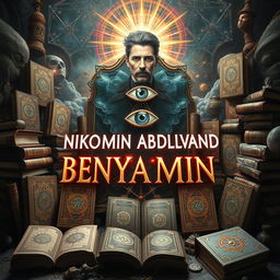 An imaginative scene featuring the name 'BENYAMIN ABDOLVAND' placed in a surreal and strange location