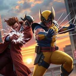 A dynamic action scene featuring Gambit and Wolverine from the upcoming 2024 Deadpool movie