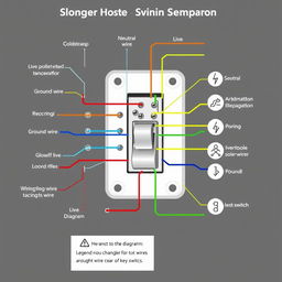 A detailed illustration of a single pole switch (key switch) wiring diagram, showcasing various components including wires, the switch itself, and electrical symbols